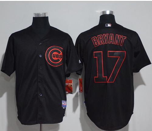 Cubs #17 Kris Bryant Black Strip Stitched MLB Jersey